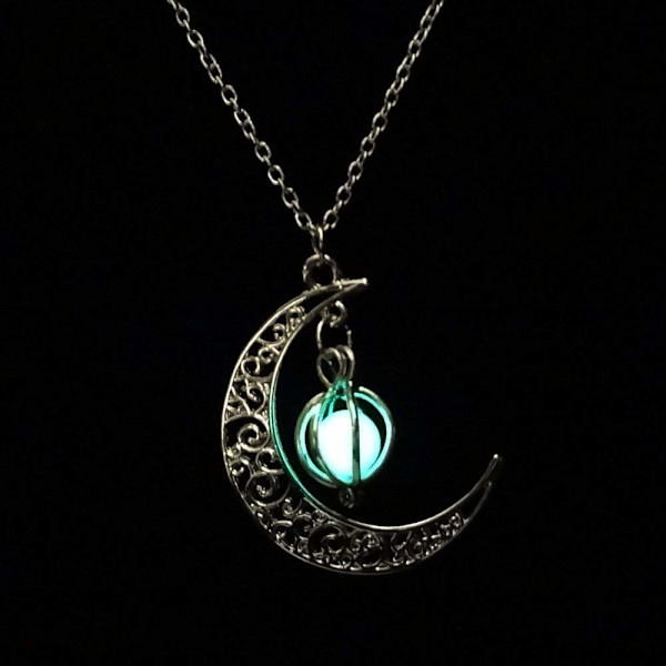 Hohtava Kuun Kaulakoru Kivi Ripus Kaulakoru Halloween Fluoresoiva Kaulakoru Hämärässä Hohtava Asuste Naiselle Teinille