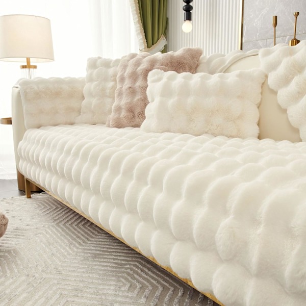 (Beige, 70x70) Tykke, myke plysj sofa putetrekk - sklisikre 1
