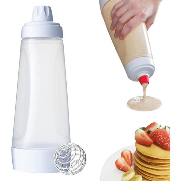 1 st Pancake-smetmixer med Vispkula Bageriverktyg Pressflaska för Crepes Pankakor Såsburkar