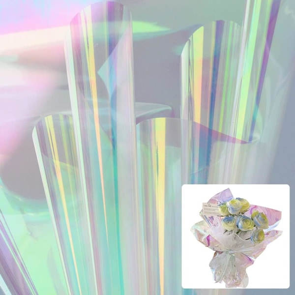 10 ark klar regnbue cellofan ark cellofan indpakningspapir iriserende gaveindpakning gennemsigtig
