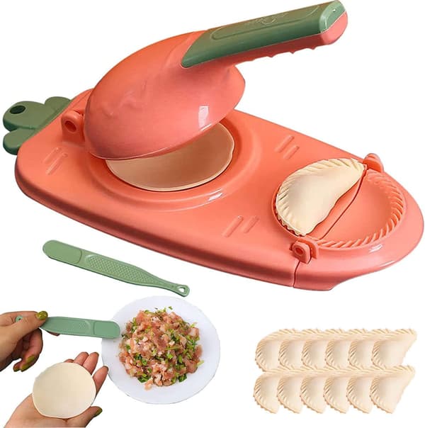2-i-1 Dumpling Maker Artifact - Bærbar Dumpling Wrappers Maker og Press Dumpling Skin Machine - Multifunksjonell DIY Manuell Empanada maker press Mold