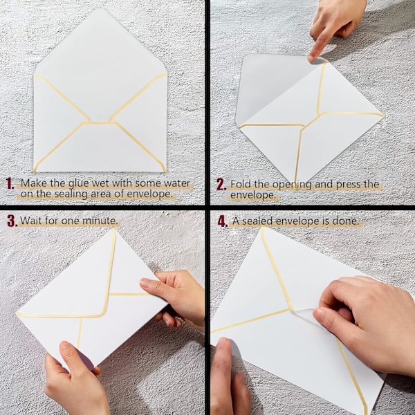 50 st inbjudningskuvert 18,5 x 13,5 cm, kuvert 5 x 7 tum V-flik kuvert för postkort White