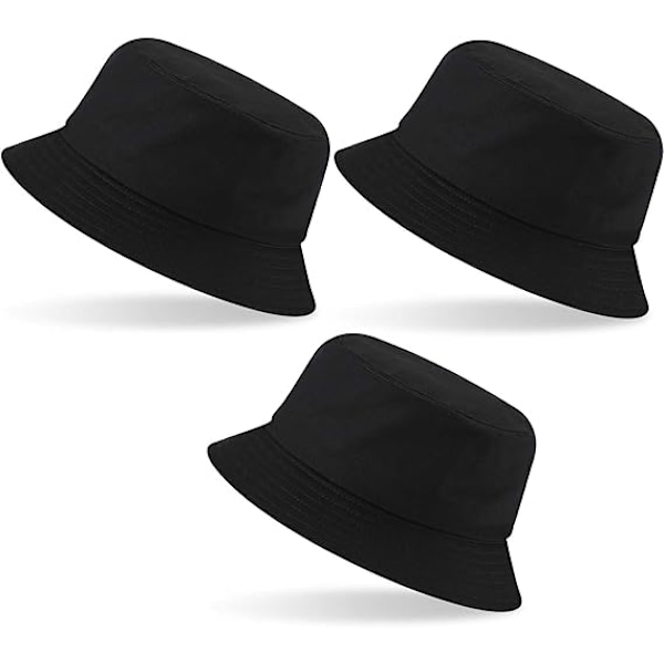 3-piece set black bucket hat big head summer oversized bucket hat travel beach hat unisex f