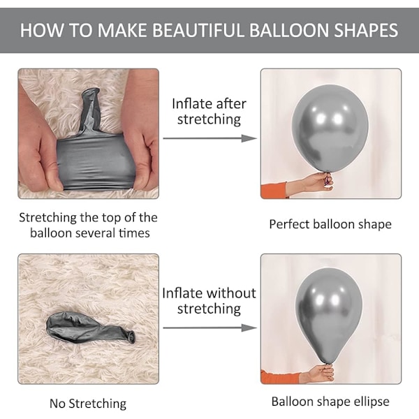 50 balloner ballon d'hélium krom glans balloner i tyk latex