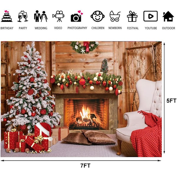 1 kpl 7x5ft Joulutakka Kuva Tausta Rustic Takka Puutalo Tausta Joulukuusi Kuva Tausta Xm