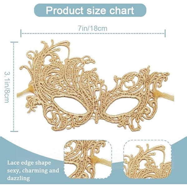 Lady of Luck Lace Mask, Venetian Masquerade Sexy Lace Gold Ball Mask Halloween Party