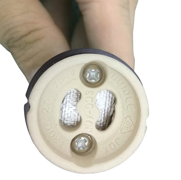 (6 stk.) GU10 Lampeholder Keramisk Base og Klemrække / Bro - Pærestikadapter til LED og Halogen