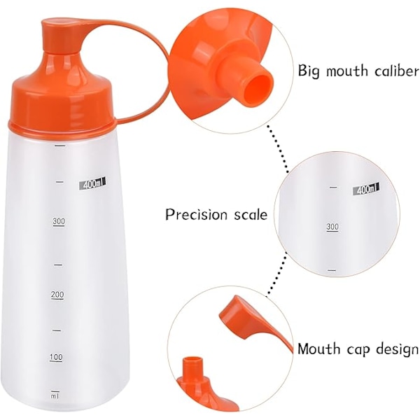 Styk 400 ml Sauceflaske, Klemme Flasker, Sauceflaske, Krydderiflaske, Gennemsigtige Klemme Krydderiflasker til Sauce, Ketchup, BBQ
