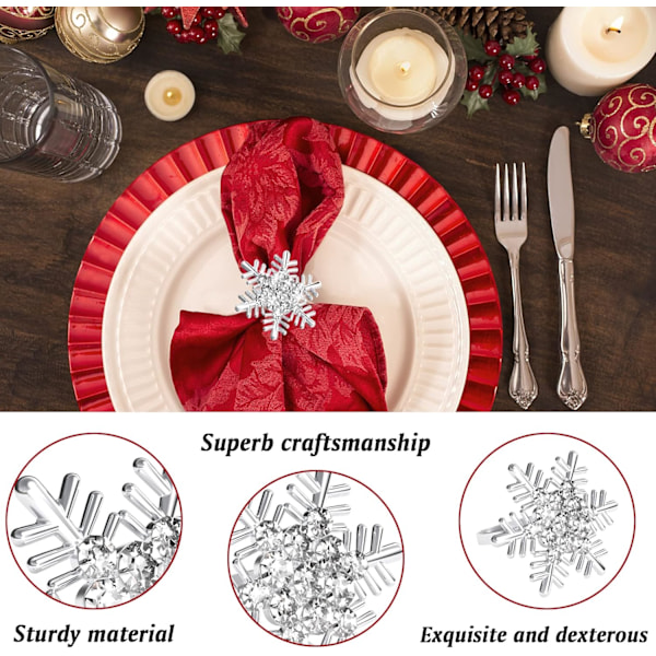 8 kpl hopeahiutale joulupöytäliinarenkaita ruokapöydän asetusta varten - Rustic Dinner Tables Setting Decoration for W