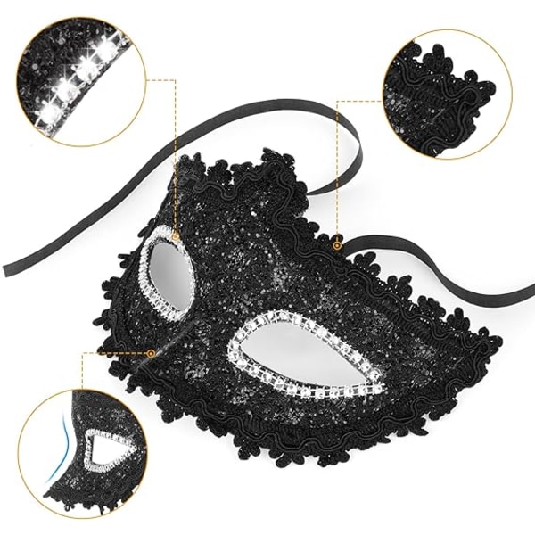 Lady of Luck Metal Mask - Smuk, behagelig og delikat pasform til ansigtet - Ulvekvindens maske til fest og karneval