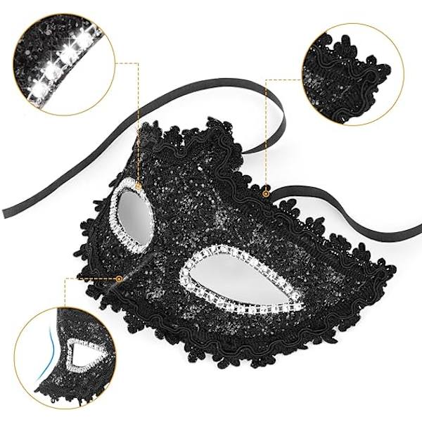 Lady of Luck Metallmask Vacker Bekväm Delikat Passform Ansiktet Varg Kvinna Mask för Fest Karniv
