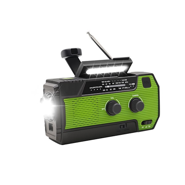 st Nödradio med Solceller, Handvev, Självdriven, med LED-ficklampa, SOS-larm, AM/FM Väderradio med Uppdragning och 4000mAh Batteri för Nödsituationer