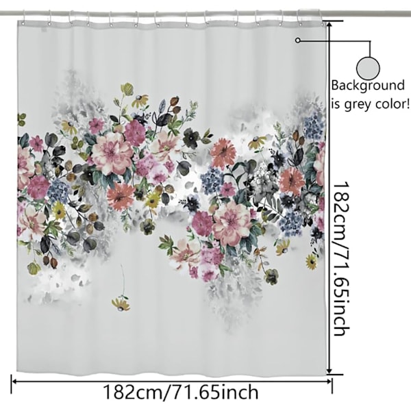 Tjock och hållbar duschdraperi i polyesterblandning, färgglad bohemisk boho blommig print, vacker och ljus