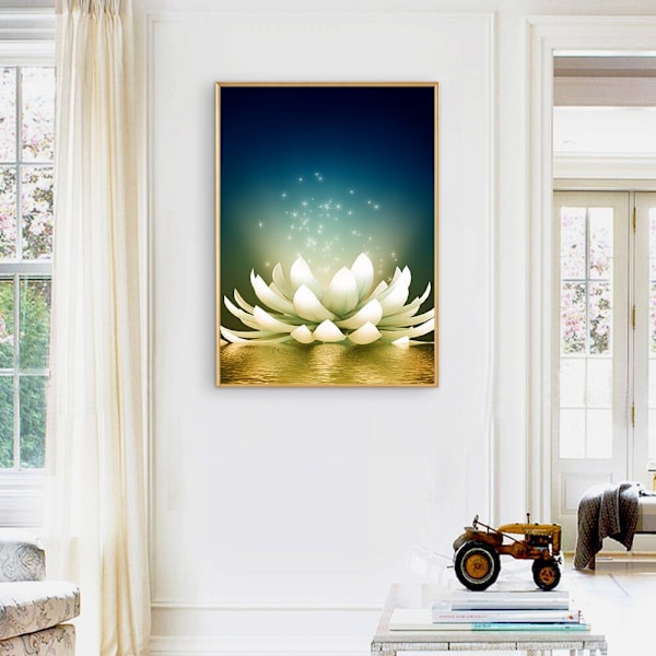 (40x30cm)DIY 5D#6 Diamantmaleri Kit Complet, Lotus Diamant Pe