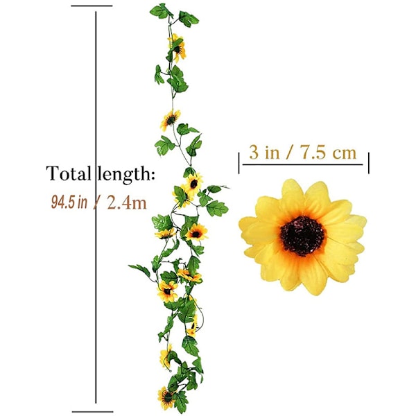 6 st konstgjorda solrosgirlander, konstgjorda blommor