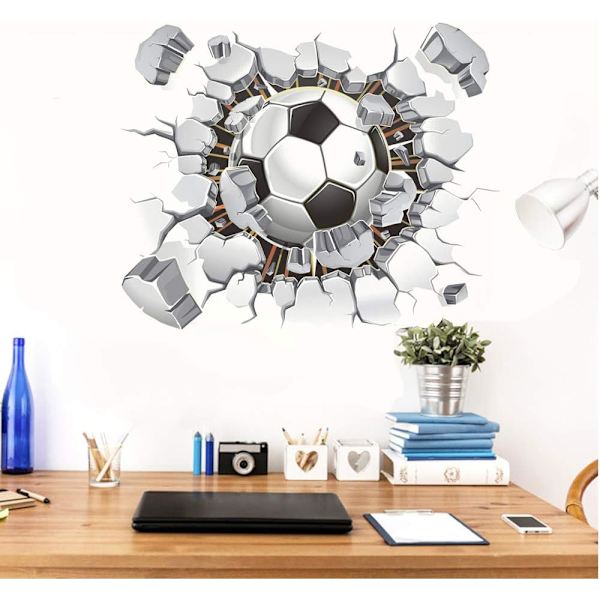 3D Fotbollsstickers, Fotboll Väggdekaler för Pojkars Sovrum, 3D Väggkonst Vinyl Stic