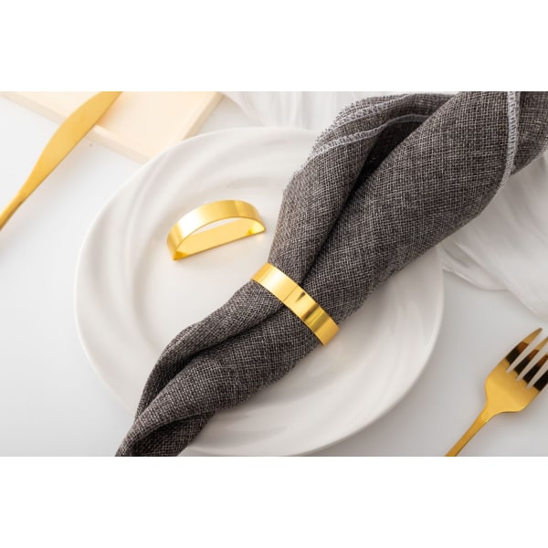 (Guld) 8 st servettringar, guld servetthållarring elegant guld servettringar dekor Meta