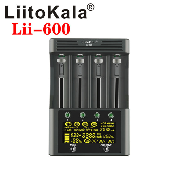 (Euro standard) liitokala LII - 600 LCD flydende krystal display lithium batterioplader med detektion