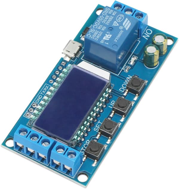 5V Tidsforsinkelsesrelæ Switch Delay-Off Cyklustimer med LCD-display Understøtter Micro USB 5V Strømforsyning