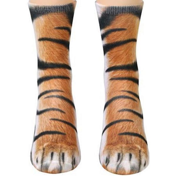 Tiger Morsomme Julegaver Nyhet 3D Dyrepote Sokker Strømpefyllere for Voksne Kvinner Menn