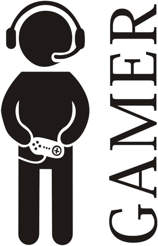 Gamer with Controller Wall Decal Vinyl Art Design Sticker Wall fo