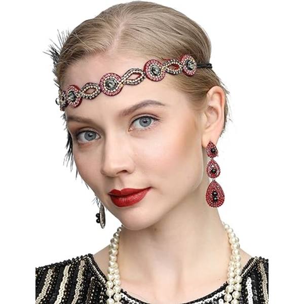 1920-talets Gatsby flapper fjäderhårband Tillbehör Rytande generat