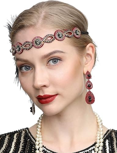 1920'ernes Gatsby flapper fjerhovedbånd Tilbehør Brølende generat