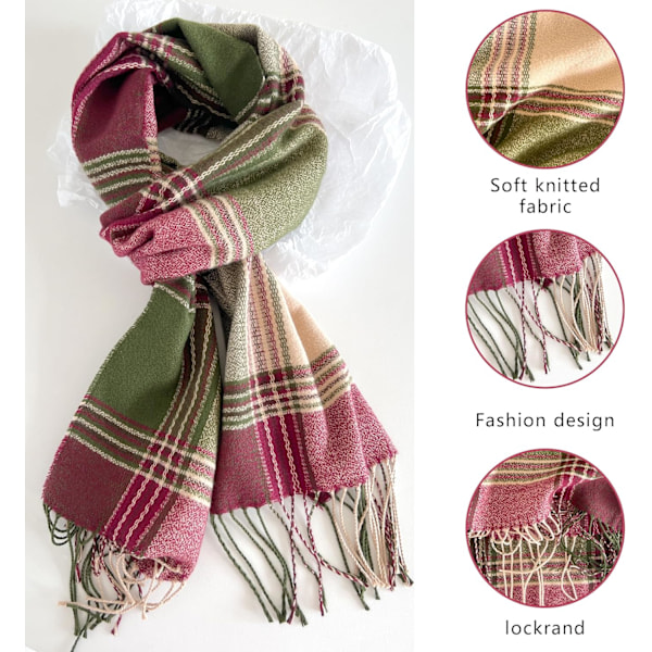 Damkrage Klassisk Fransar Rutiga Super Mjuk Klassisk K cashmere-känsla Höst Vinter Halsdukar Tartan Varm Tjock Wrap Sjal