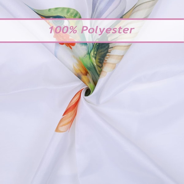 Farverigt Kolibri Bruseforhæng - Akvarel Forårsblomst, Vandtæt Skimmelsikker Polyesterstof Vaskbart til Badeværelse - 180 x 180 cm med