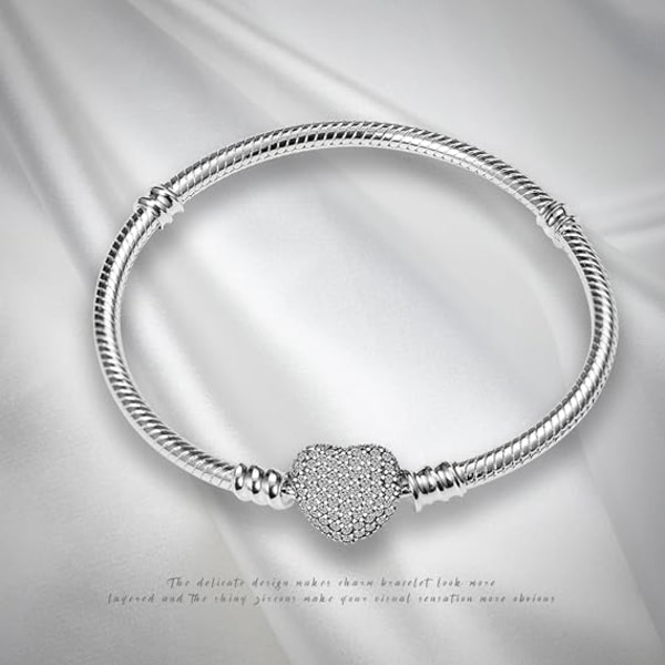 1 Armbånd til kvinder Pandora charms med sølv hjerte lås, Wome