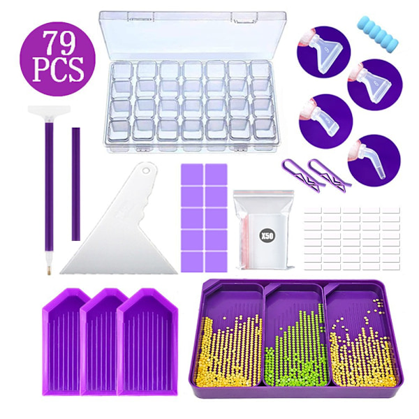 79PCS Timanttimaalaustarvikkeet, Säädettävä Kirkkaus Kannettava