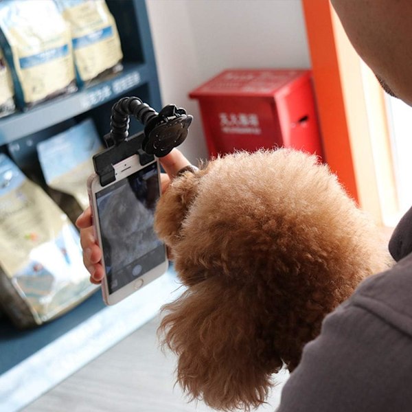 x Flexibel Selfie-pinne för Husdjur (Svart) för Hundar och Katter, Fotorekvisita, Leksaker, Multifunktionell Smartphonetillbehör, Snackshållare, Hundleksak för Bad
