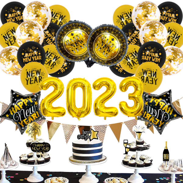 Godt nyttårsdekorasjoner 2023 Ballonger Rose Gold Nyttår