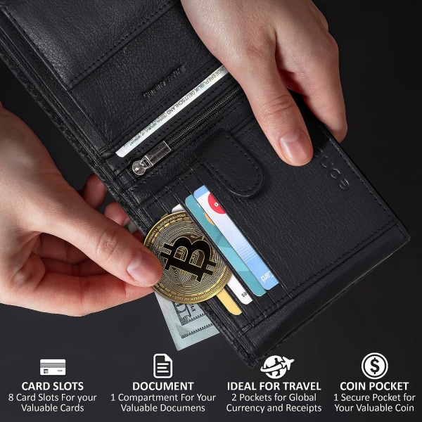Nahkainen lompakko miehille ja naisille - litteä muotoilu RFID Realla