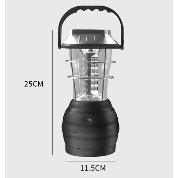 Solcellslykta, ultraljus LED-campinglampa, 6 laddningsmetoder