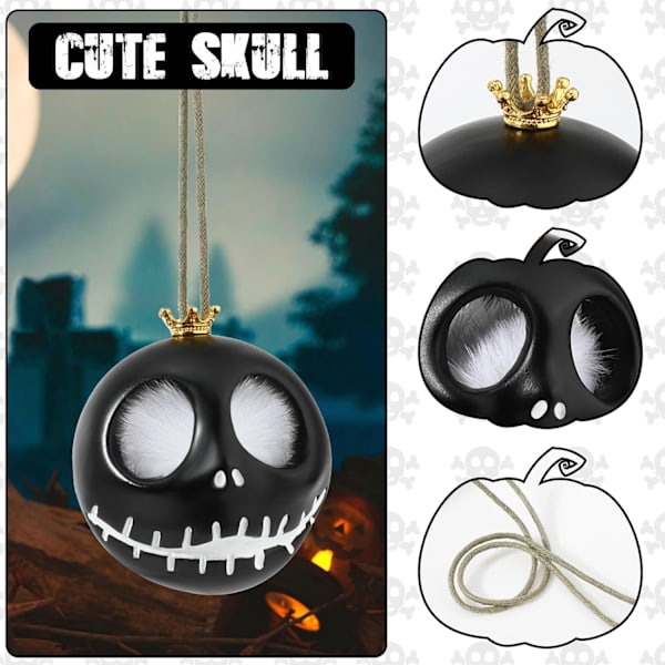 2 kpl auton koristeita, viileä keinuva kallo riipus, keinuva haamu koristeet, Halloween auton peili