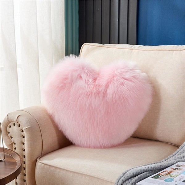 Hjerteformet putetrekk Dekorativt putetrekk Egnet for stue Sofa Soverom Kontor Pink