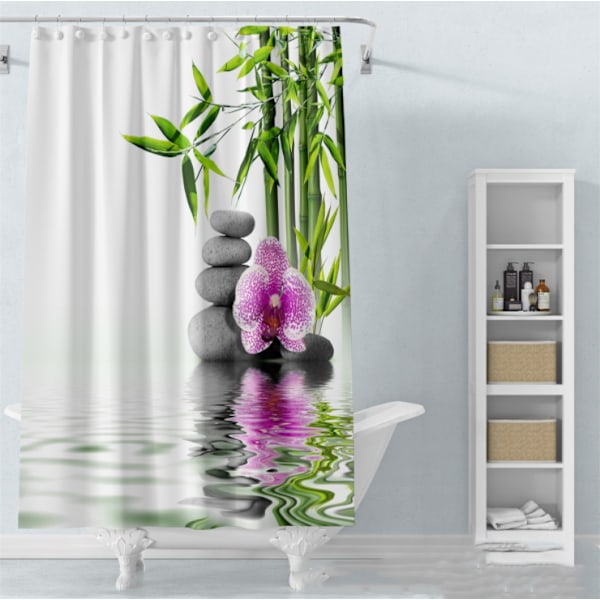 Duschdraperi Indisk Spa Zen Buddha Vatten Yoga Polyester Vattentät