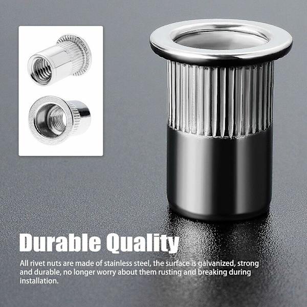 (12mm × 15mm) 100 kpl M6 litteäkantainen kierteitetty niitti, ruostumaton teräs