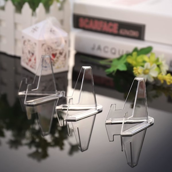 (4×4×5,4 cm) 12-pak Akryl Pladeholder, Skridsikker Klar Billedrammeholder, Multifunktionel Displaystand til Mønter, Lommeure, Medaljer