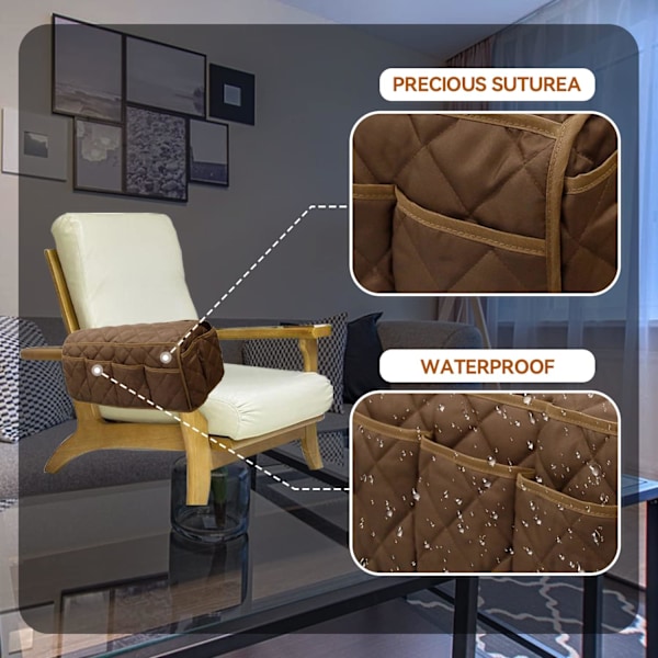 1 stk. Vandafvisende Sofa Armlæn Organizer, Skridsikker Recliner Organizer, Fjernbetjening Holder til Recliner, Recliner Caddy med 1