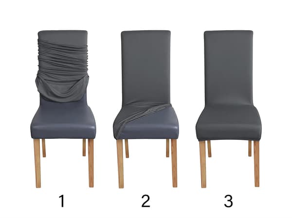 Set med 6 Stretch Matstolsöverdrag, 48x48x70 centimeter, Mörkgrå