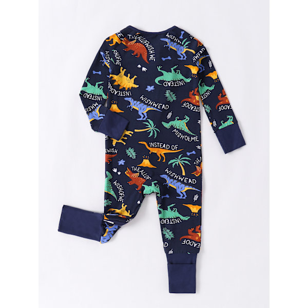 (S) Dinosaurie-tryck rayon tillverkad av bambufiber baby pyjamas, sommar kortärmad fotlös onesie, två