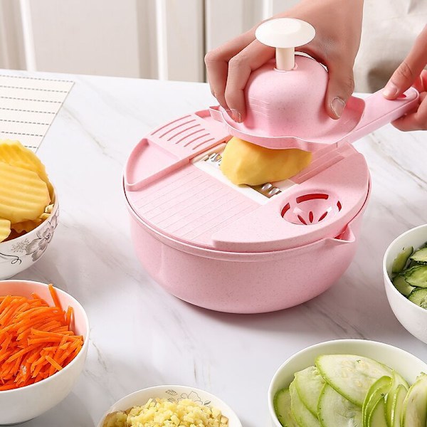 Monitoiminen vihannesleikkuri korilla Cuisine Veggie Pink