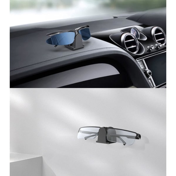 Solbrilleopbevaringsholder, ABS selvklæbende solbrilleholder Bil Dashboard Dekoration Vægmonteret