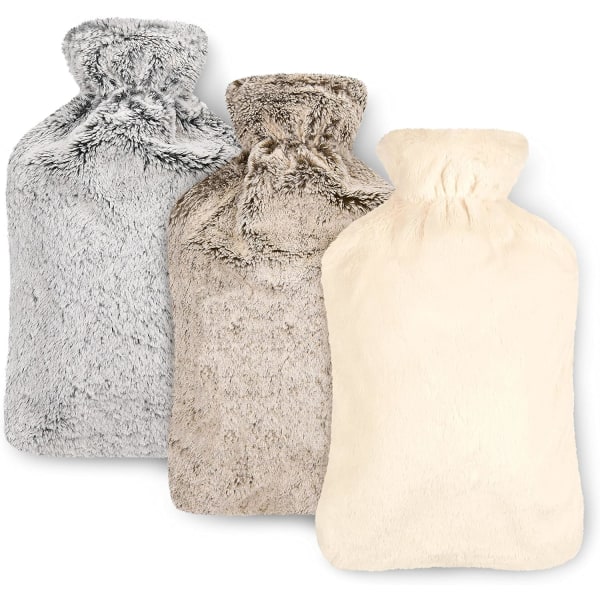 Premium Hot Water Bottle with Faux Fur Cover - Child and Adu