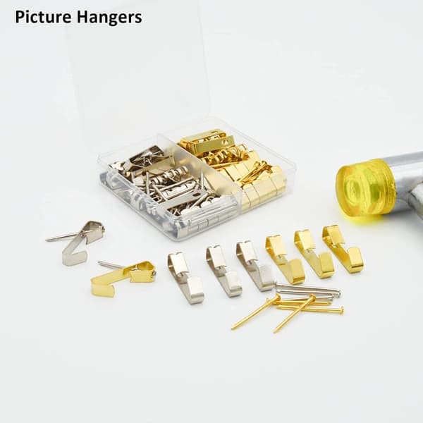 40-pack Bildhängare, Kraftiga Bildramskrokar med Spikar (Guld, Silver)