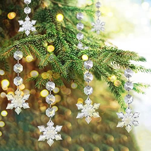 30-pack Snöflinga Julgransdekorationer Ornament, Hängande Akryl Kristall Snöflinga Ornament Julgran Vinter W