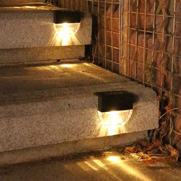 Solar Step Light, 4stk Solar Patio Lights IP65 Vanntett wi