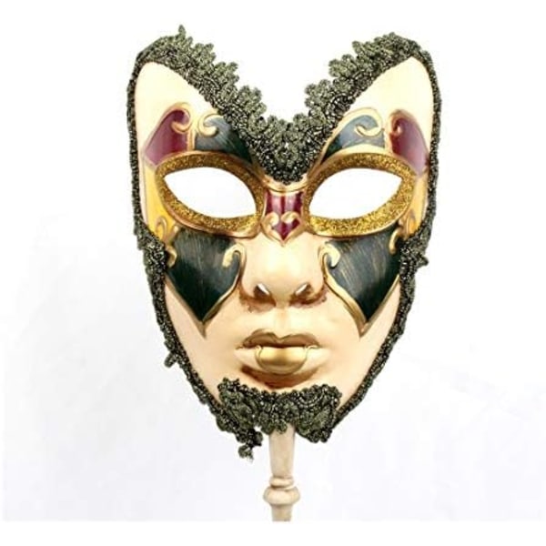 Maskerademaske på pind Mardi Gras Kostume Halvmaske Halloween Jul Karneval Håndholdt Pind Party Maske Favør